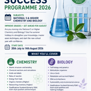 4-Week National 5 & Higher Chemistry and Biology Summer Programme